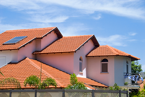 Tile roof on home